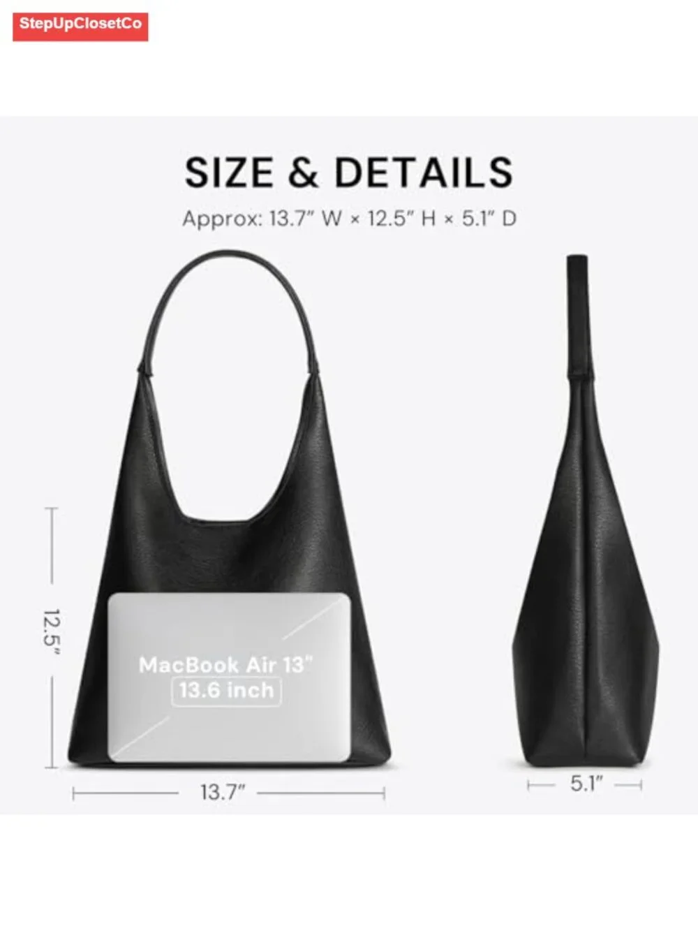 Vegan Leather Slouchy Hobo Bag with Matching Mini Purse Set
